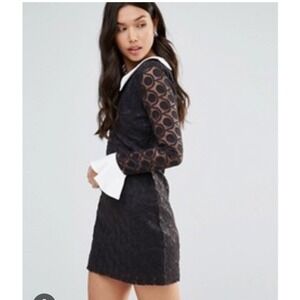 Millie Mackintosh Black Lace Mini Dress Size UK 10 (US 6) NWT Long Sleeve NYE